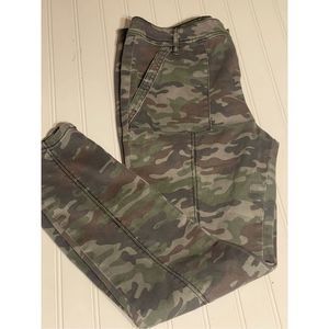 KNOX ROSE GRAY CAMO CAMOUFLAGE MID-RISE UTILITY STRETCH ANKLE PANTS - SIZE 12